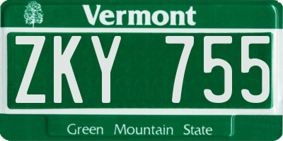 VT license plate ZKY755