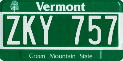 VT license plate ZKY757