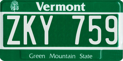 VT license plate ZKY759