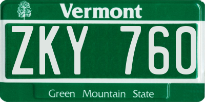 VT license plate ZKY760