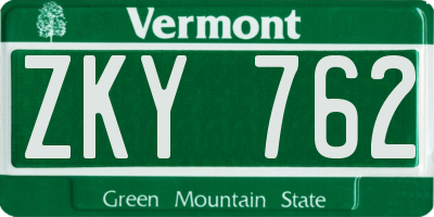 VT license plate ZKY762