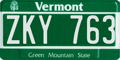 VT license plate ZKY763