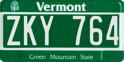 VT license plate ZKY764