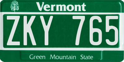 VT license plate ZKY765