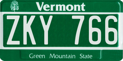 VT license plate ZKY766