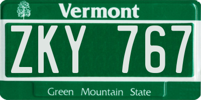 VT license plate ZKY767