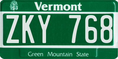 VT license plate ZKY768