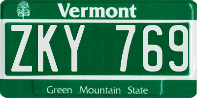 VT license plate ZKY769