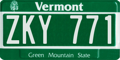 VT license plate ZKY771