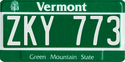 VT license plate ZKY773