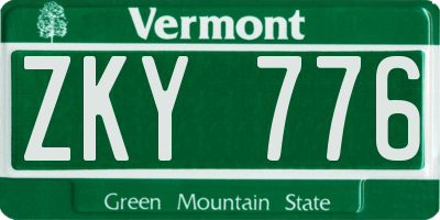 VT license plate ZKY776