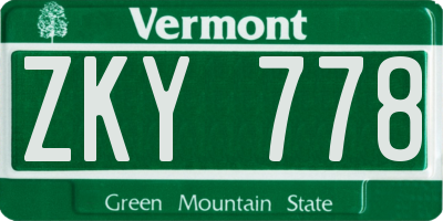 VT license plate ZKY778