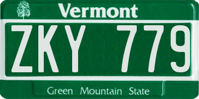 VT license plate ZKY779
