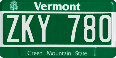 VT license plate ZKY780