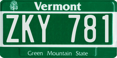 VT license plate ZKY781
