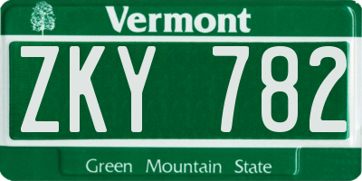 VT license plate ZKY782