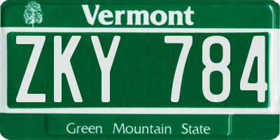 VT license plate ZKY784