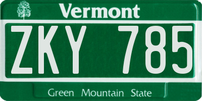 VT license plate ZKY785