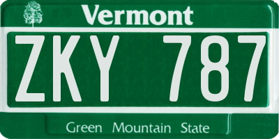 VT license plate ZKY787
