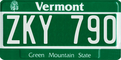 VT license plate ZKY790