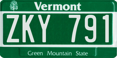 VT license plate ZKY791