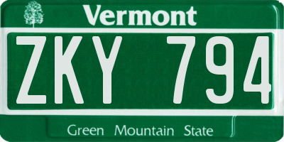 VT license plate ZKY794