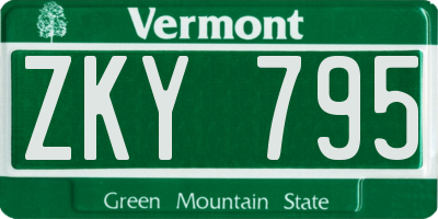 VT license plate ZKY795