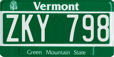VT license plate ZKY798