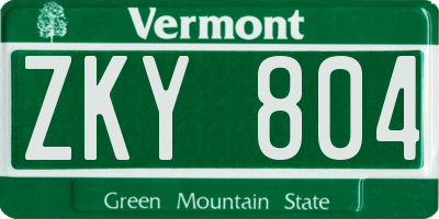 VT license plate ZKY804