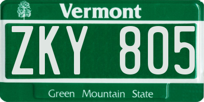 VT license plate ZKY805