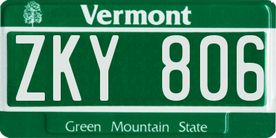 VT license plate ZKY806