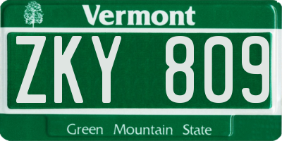 VT license plate ZKY809