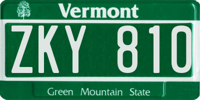 VT license plate ZKY810