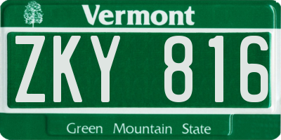 VT license plate ZKY816
