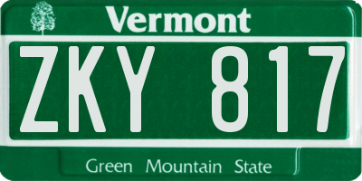 VT license plate ZKY817