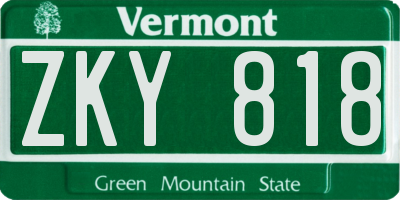 VT license plate ZKY818