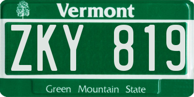 VT license plate ZKY819