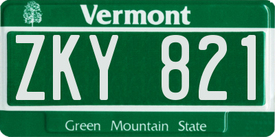 VT license plate ZKY821