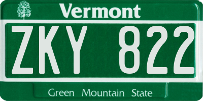 VT license plate ZKY822