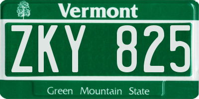 VT license plate ZKY825