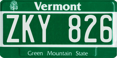 VT license plate ZKY826