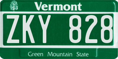 VT license plate ZKY828