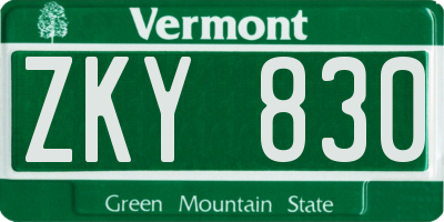 VT license plate ZKY830