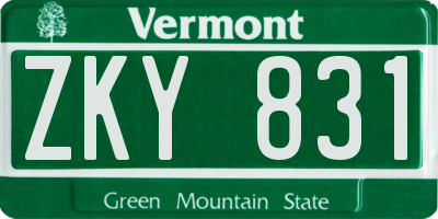 VT license plate ZKY831