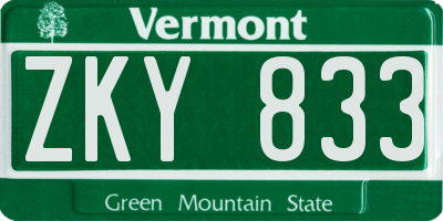 VT license plate ZKY833