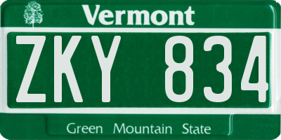 VT license plate ZKY834