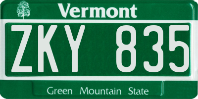 VT license plate ZKY835
