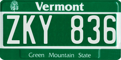 VT license plate ZKY836
