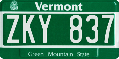 VT license plate ZKY837