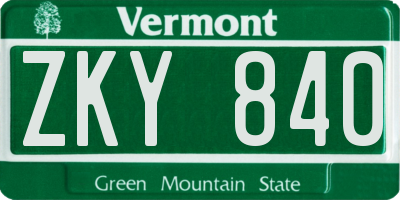 VT license plate ZKY840